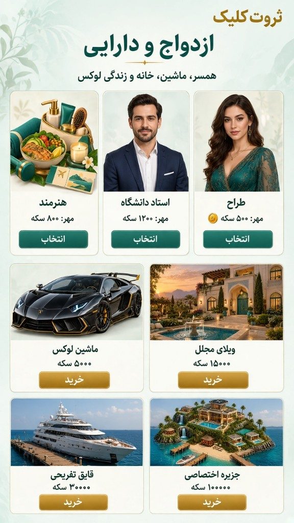 ازدواج و دارایی در ثروتکلیک